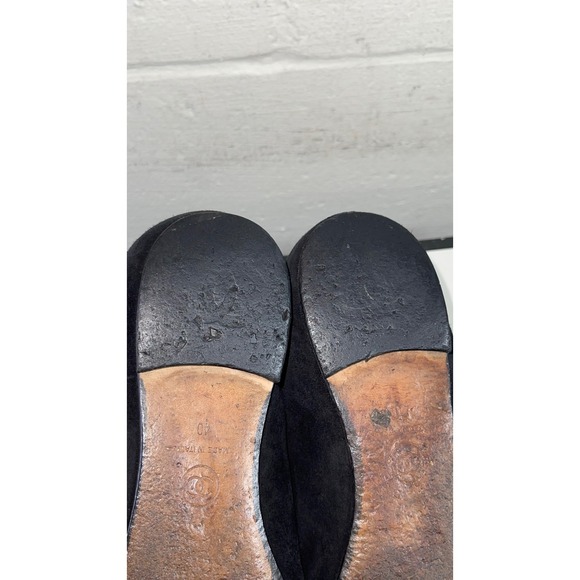 Chanel CC Metal Chain Logo Black Suede Ballet Flats Slip On Women's 40 EU/10 US - Picture 10 of 11